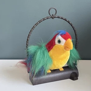 Vintage 1991 Pete The Repeat Parrot Talking Perch Macaw Plush Gemmy UNTESTED - Picture 1 of 9