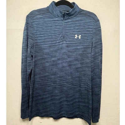 Pullover Under Armour para hombre ajustado con cremallera 1/4, azul/negro, grande  Foto 1 de 4