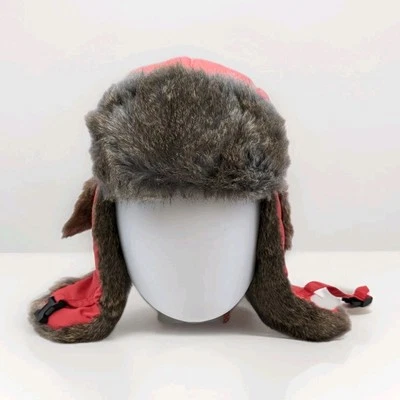 Mad Bomber Sz LG Natural Rabbit Fur Orange Red Coral Salmon Trapper Winter Hat  - Image 1 of 4