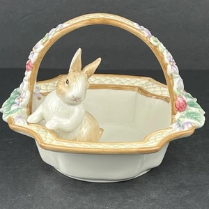 Cesta de caramelos Fitz and Floyd Essentials Botanical Bunny porcelana retirada - Imagen 1 de 17
