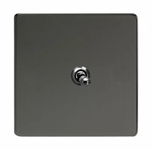 Interruptor de luz palanca Varilight XDIT1S sin tornillos iridio negro 1 marcha 1 o 2 vías