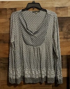 Anthropologie Rose & Olive Black Gray Ombre Top Tunic Dark Floral Artsy Size XL - Picture 1 of 10