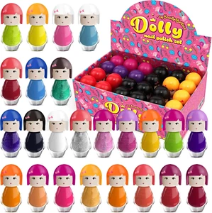 Box of 24 Dolly Nail Polish Doll Peel Off Water Based Children's Beauty Party - Picture 1 of 5