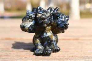 2" + Natural llanite Dog Carved Quartz Crystal Skull Reiki Decor Heal gift 1pc - Picture 1 of 11