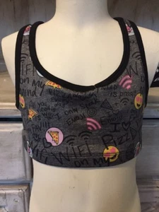NWOT JUSTICE GIRL'S EMOJI Love PIZZA WIFI Sports Bra in GREY  Sz 26 or Sz 7 - Picture 1 of 12