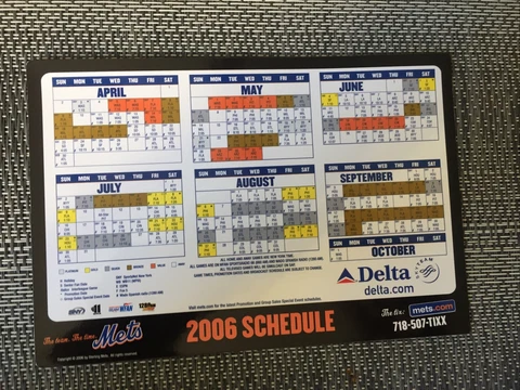 2006 New York Mets Magnet Schedule⚾️⚾️ Cover