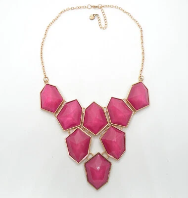 Collar Vera Wang Firmado Rosa Acrílico Grueso Declaración Facetado Para Mujer Tono Dorado Foto 1 de 4