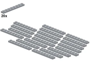 LEGO® - Plates - Lightbluishgray - 3460-10 - 1x8 (20Stk) - Platte - Hellgrau - Picture 1 of 1