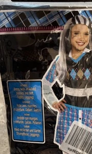 Girls Monster High Halloween Costume Frankie Stein Dress Tights Sz 8-10 Lg Girls - Picture 1 of 4