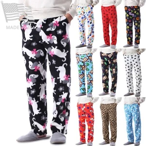Mens Pajama Pants Animal Knit Fleece Lounge PJ Lounge Bottom with Pockets - Picture 1 of 22