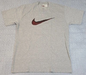 Vintage 90s Nike White Tag T-Shirt Grau Rot Swoosh Herren Medium - Bild 1 von 8