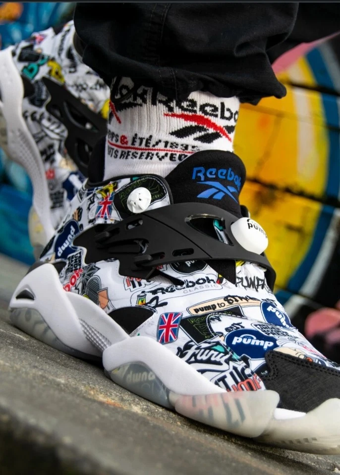 Reebok Pump Court Sticker City Black White Basketball Shoes Mens  FW7826 - Image 1 of 4