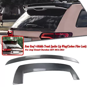 2pcs Carbon Look Rear Spoiler Lip Roof Wing For Jeep Grand Cherokee SRT 12-21 13 - Picture 1 of 16