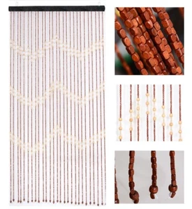 Wooden Door Beaded Curtain Bamboo Summer Blind Fly Mosquito Screen 180 X 90cm - Picture 1 of 3