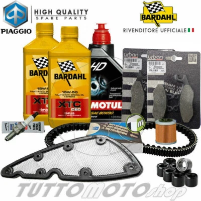 BARDAHL - MOTUL - PIAGGIO - BANDO - MITSUBOSHI - EBC BRAKES Tagliando PIAGGIO Beverly 350 2016 2017 2018 / Olio Bardahl 15W50 + Kit Completo