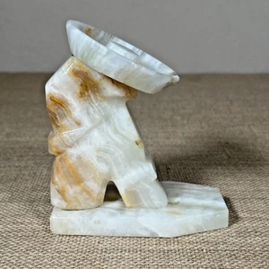 Carved Agate Bookend Marble Stone Mexican Siesta Man Sombrero Sculpture VTG 1960 - Picture 1 of 8