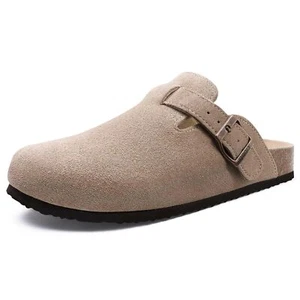 Women's Suede Clogs Soft Cork Footbed Leather Mules Comfort Potato Shoes with... - Picture 1 of 7