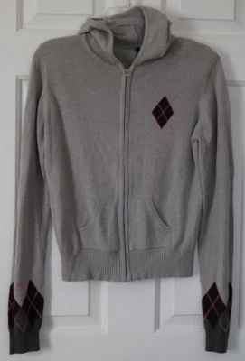 Suéter para mujer junior con capucha gris bolsillos con cremallera diseño de diamante talla XL para llevar Foto 1 de 4