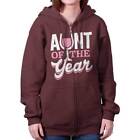 Aunt Of The Year Funny Drinking Wine Wednesday Sister Gift Zipper Hoodie
