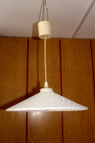 Handcrafted 19th C French antique ceiling light in white Ceramic/plastic fixture Cover