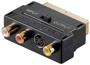Switchable SCART Adapter SCART Plug - x3 RCA/Phono or S-Video With In/Out Switch - Picture 1 of 1