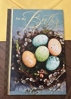 Tarjeta de felicitación de Pascua para mi hermano especial tiempos familiares grande 5,5”x8” sello Foto 1 de 4