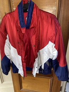 TYROLIA Mens M Skiwear Red/White/Blue Ski Jacket Full Zip Vintage SmFlaw See Pic - Picture 1 of 12