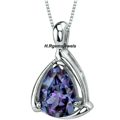 Alexandrite Pear Cut Pendant Color Changing Stone Pendant Women Promise Pendant  - Image 1 of 3