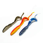 Fishing Soft Lure Curly Long Tail Grub 10Cm 4'' Perch Pike Jig Head Bait Set