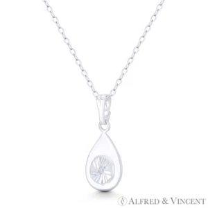 Colgante solitario circonita cúbica cristal Italia .925 plata esterlina lágrima 20x9 mm moda - Imagen 1 de 1