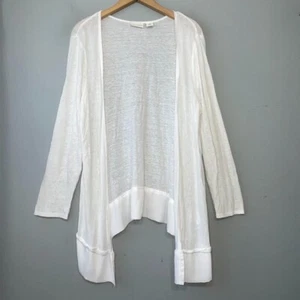 Cardigan leggero lino bianco Adrienne Vittadini taglia media minimalista chic - Foto 1 di 9