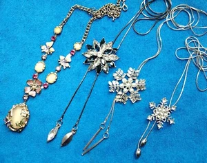 Collana lunga regolabile strass placca metallo 4 donna regalo quotidiano - Foto 1 di 3
