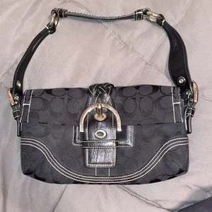 Coach 6280 Vintage Y2K Soho Schultertasche schwarz Leder Signatur C Canvas Schnalle - Bild 1 von 16