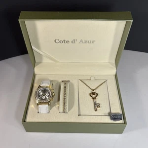 Costa Azzurra Set Regalo 3 Pezzi Gioielli Scatola Orologio Tennis Bracciale Chiave Collana - Foto 1 di 10