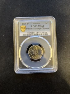 2025 D Denver PCGS MS 64 Jefferson Nickel - Struck Strike Through Error 735 - Picture 1 of 3