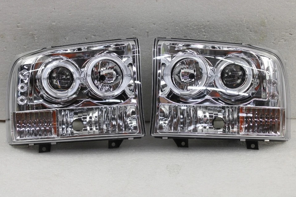 FITS 99-04 F250/F350 EXCURSION HALO PROJECTOR LED HEADLIGHTS LAMPS LEFT+RIGHT - Изображение 1 из 1