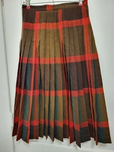 Vintage Pendleton Turnabout Reversible Midi Skirt Size 12 Plaid Pleated Wool 29" - Picture 1 of 11