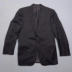 Ermenegildo Zegna Blazer Men 40R Brown Pinstripe Wool Business Office Career - Picture 1 of 10