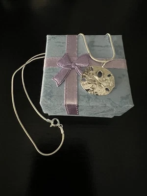 3/4" Sand Dollar Necklace with 16" Chain Sterling Silver - Image 1 of 4