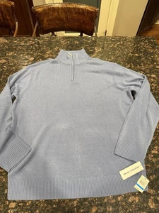 Neu Geoffrey Beene Herren 1/4 Reißverschluss Pullover Blau XL Neu mit Etikett - Bild 1 von 7