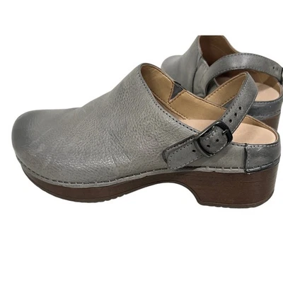 Scarpe Clog In Pelle Grigia Fungosa A Tracolla Dimensione 37 - Immagine 1 di 4