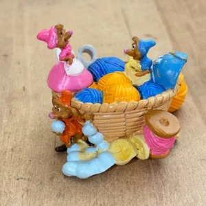 Vintage Disney Cinderella Mice In Sewing Basket PVC Figure Cake Topper, 1.5" - Picture 1 of 6