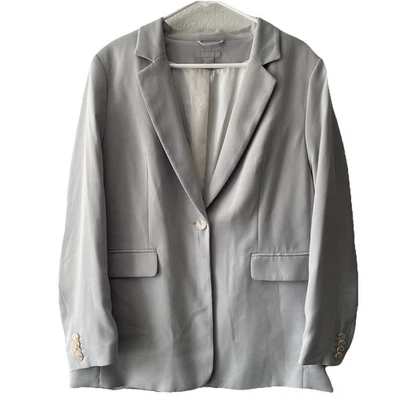 Blazer para mujer H&M talla grande verde salvia blazer de gran tamaño abrigo formal con botones Foto 1 de 4