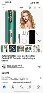 Rechargeable Cordless Automatic Hair Curler Curling Iron with LCD Display - Picture 1 of 9