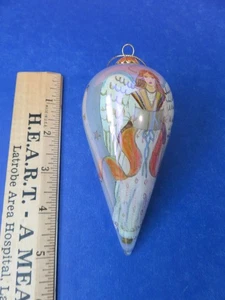 Li Bien Engel Träne Tropfen umgekehrt bemalt opalisierend Weihnachten Glas Ornament - Bild 1 von 2