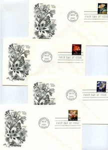 3454-57 (34c) Flowers four ArtCraft FDCs - Picture 1 of 1
