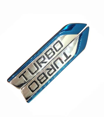 Pegatina trasera lateral insignia emblema cromado metal turbo grande azul 2 piezas para VW Golf CC  Foto 1 de 4