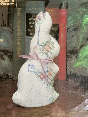 Bunny Stamped Cross Stitch Kit Mini Silhouettes Titan NIP 9x5 Stuffed - Image 1 of 4