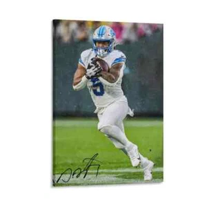 David Montgomery Canvas Art Ready To Hang - DETROIT LIONS 16X24 - Art WALL DECOR - Picture 1 of 3