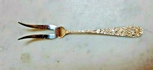 Vintage Sterling Silver Two Prong Lemon Fork by Stieff Kirk Repousse - Picture 1 of 8